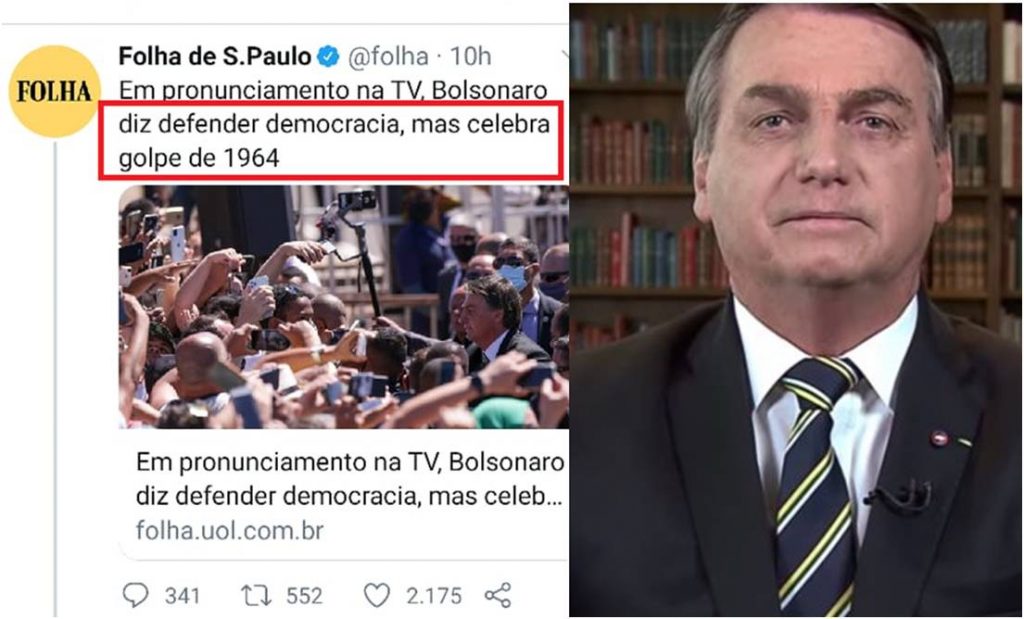 Fake news: é falso que Bolsonaro celebrou "golpe de 1964" em pronunciamento