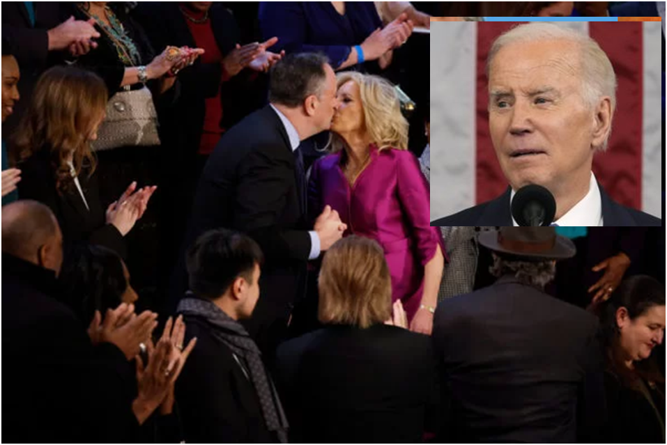 Pegou geral? Esposa de Biden beija outro homem na boca, marido da vice-presidente